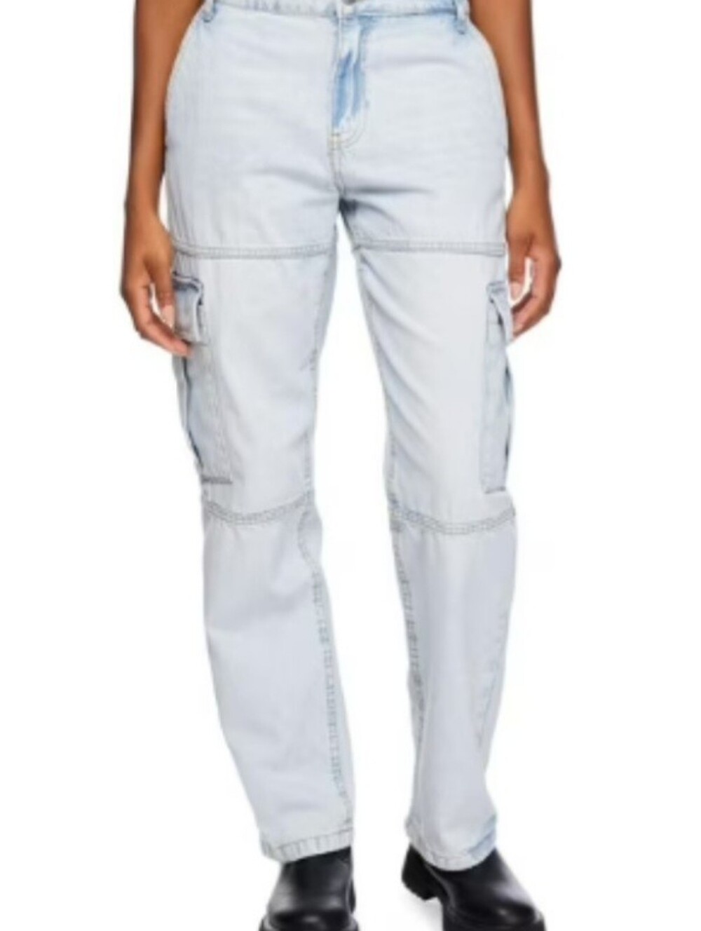 NWT Boundaries Cargo Straight Leg Jeans Denim Bow Tie Grunge Streetwear Y2K 18W